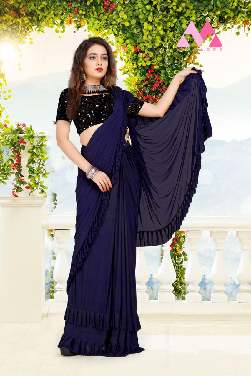 Clovia Knitted Latest Fancy Designer Lycra Ready To Wear Saree Collection